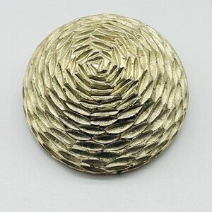 Vintage BSK Gold Tone Textured Domed Brooch Signed
